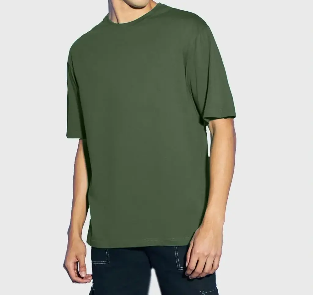 "Essential Comfort: 190 GSM Oversized Cotton Tee--(olive green)-- (S-XL)"