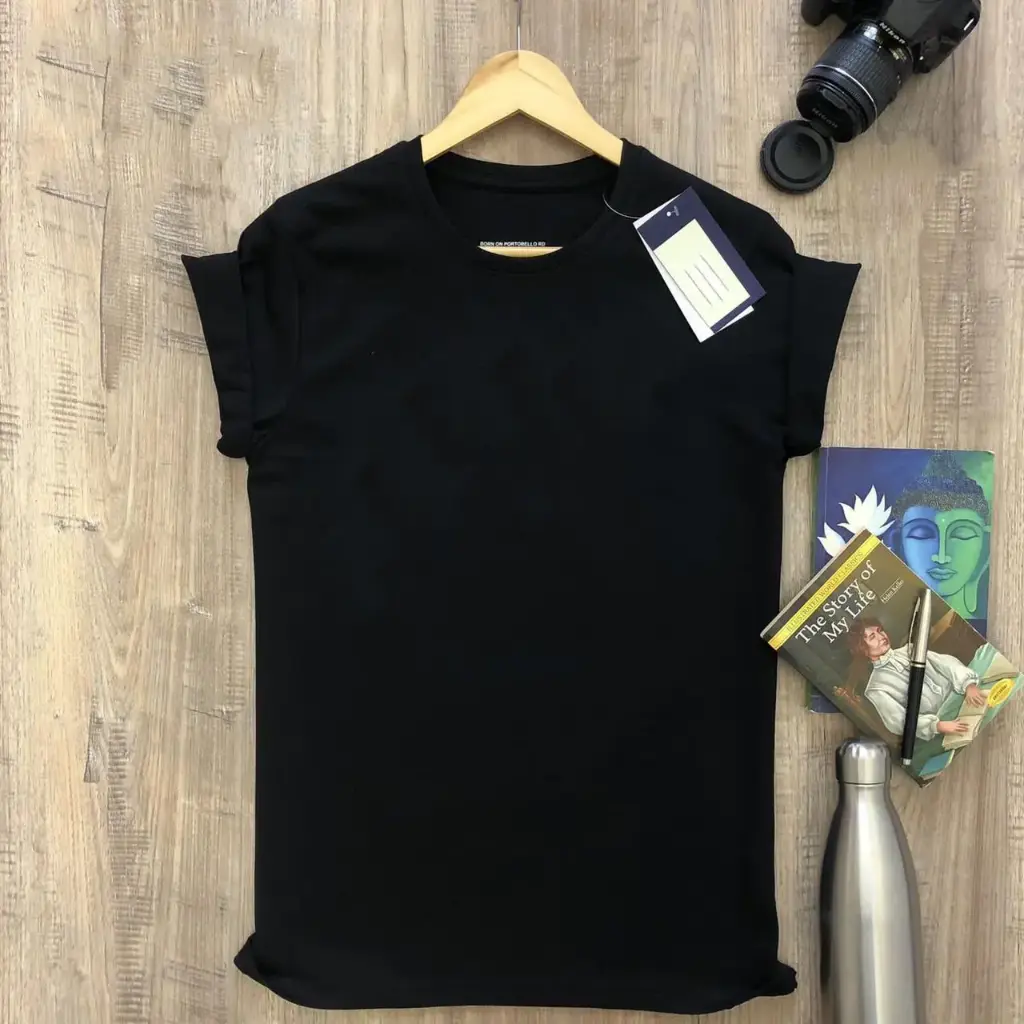 Everyday Classic: 160 GSM Round Neck Cotton T-Shirt--(black)-- (M-XL)"