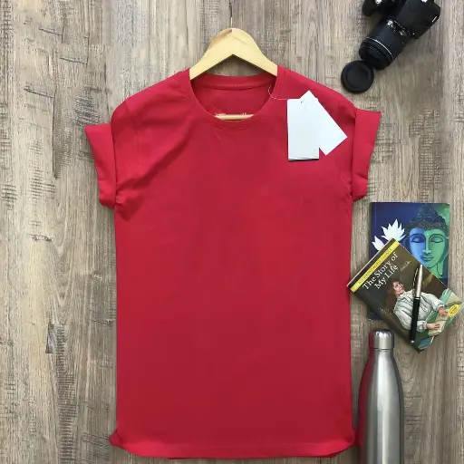 "Everyday Classic: 160 GSM Round Neck Cotton T-Shirt--(RED)-- (M-XL)"