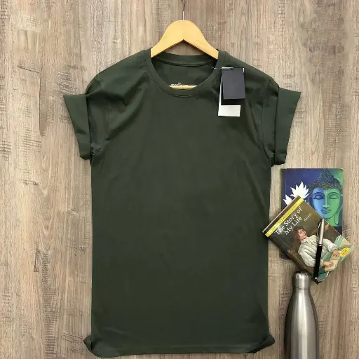 "Everyday Classic: 160 GSM Round Neck Cotton T-Shirt--(olive green)-- (M-XL)"